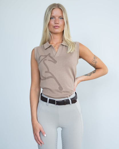 Fager Blair Sleeveless Polo Shirt Latte - Horse Bit Emporium