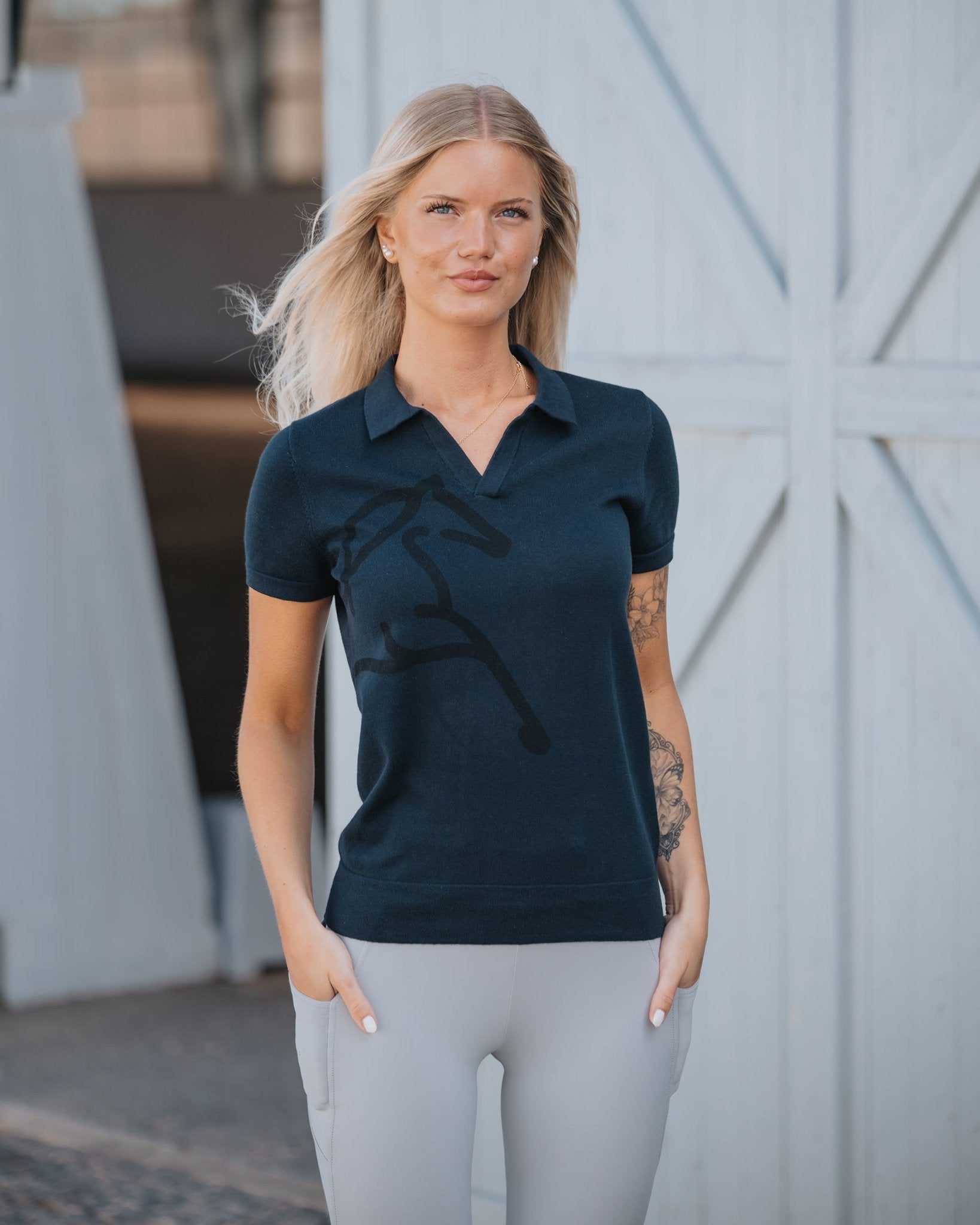 Fager Blake Polo Shirt Navy - Horse Bit Emporium