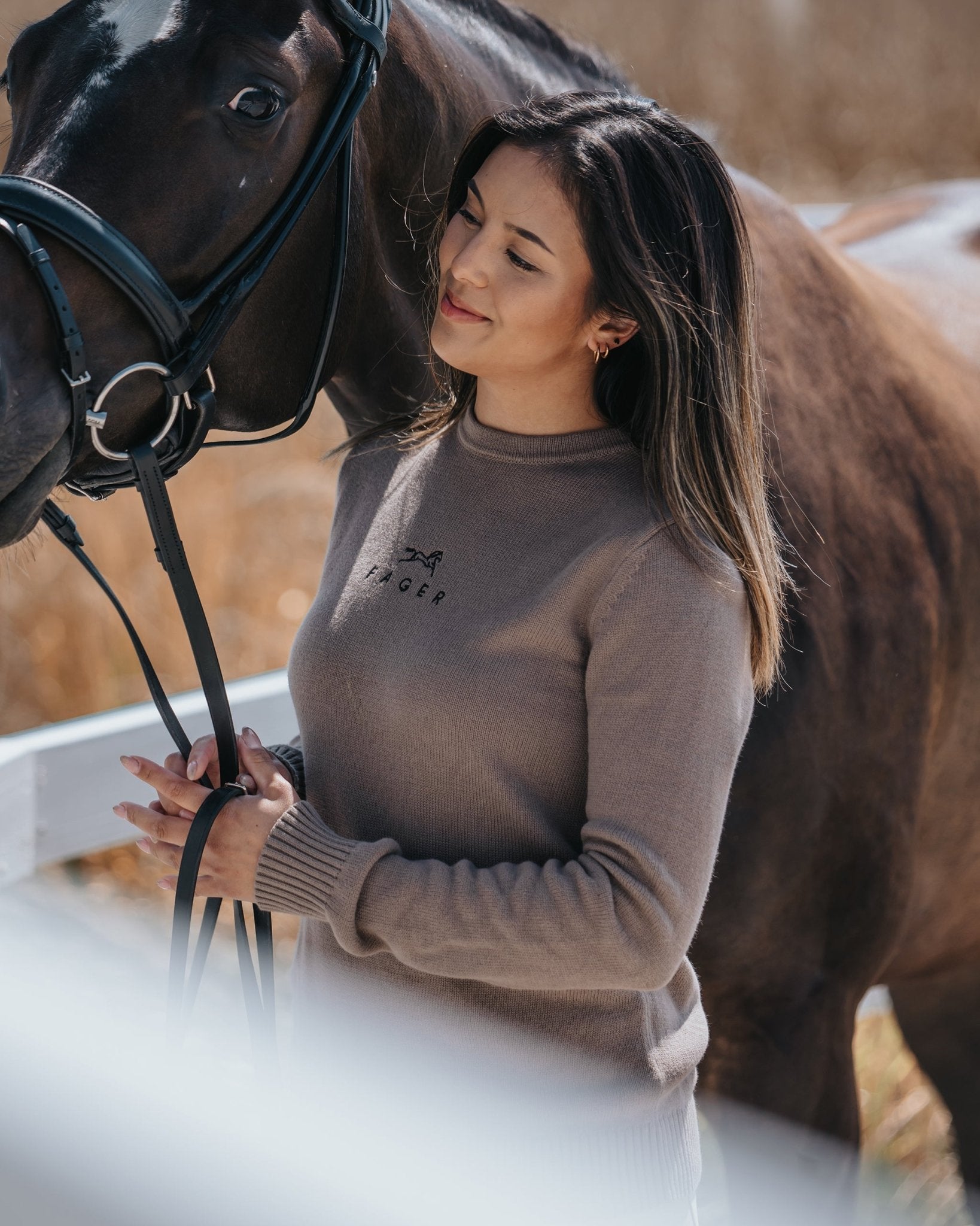 Fager Emily Crew Neck Sweater Unisex Beige - Horse Bit Emporium