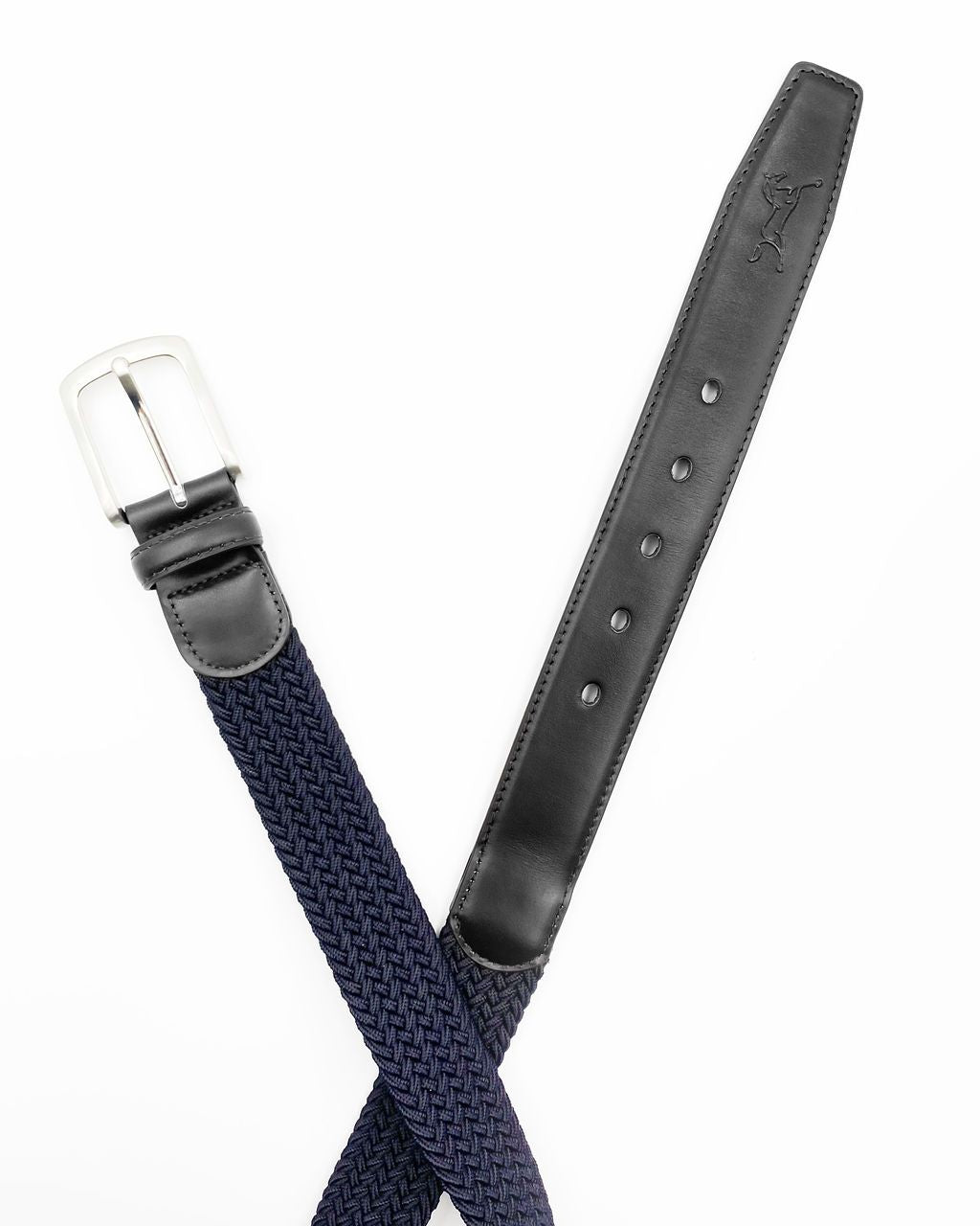 Fager Elastic Leather Belt Black/Navy