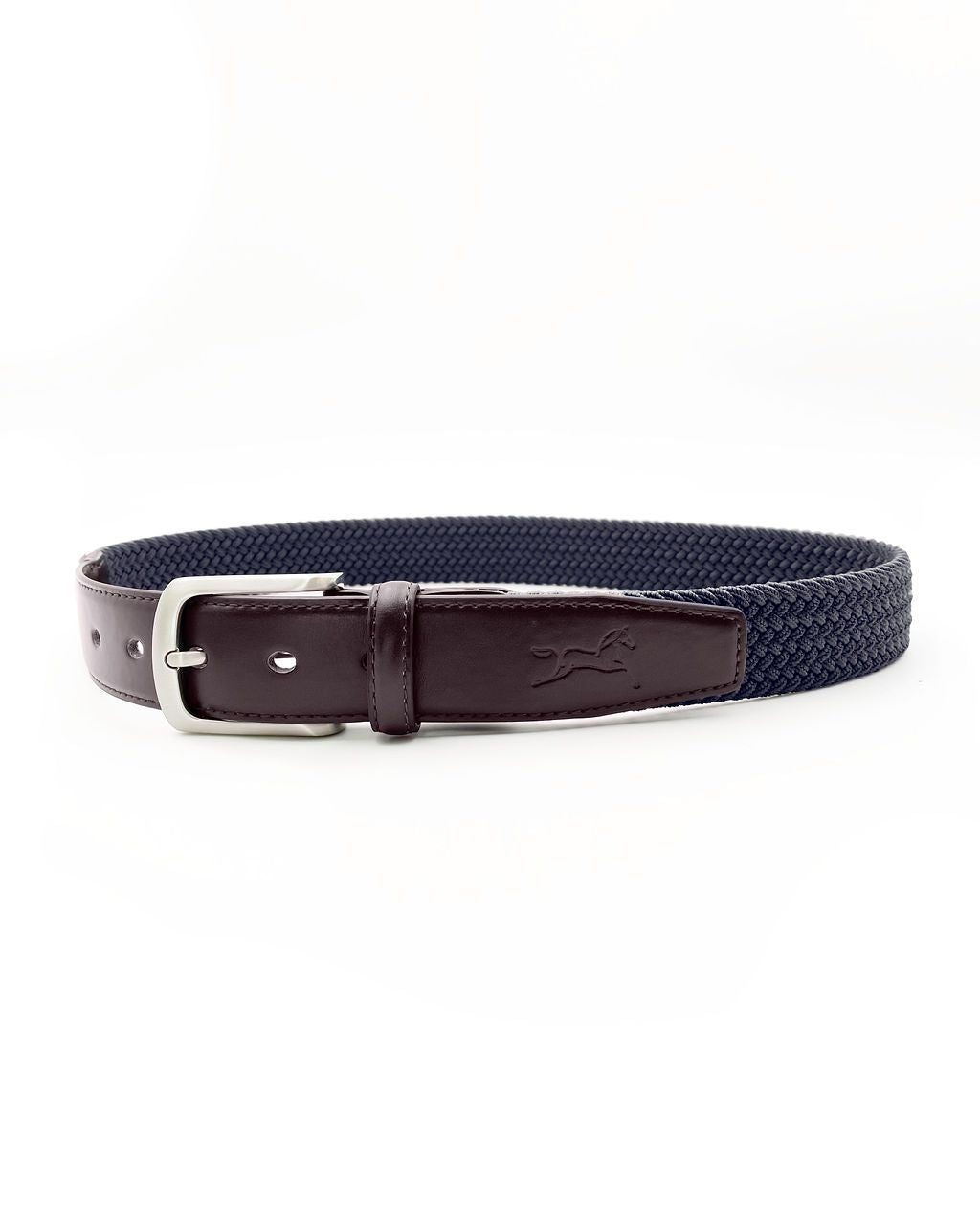 Fager Elastic Leather Belt Brown/Navy