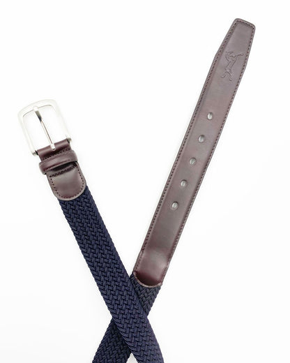 Fager Elastic Leather Belt Brown/Navy